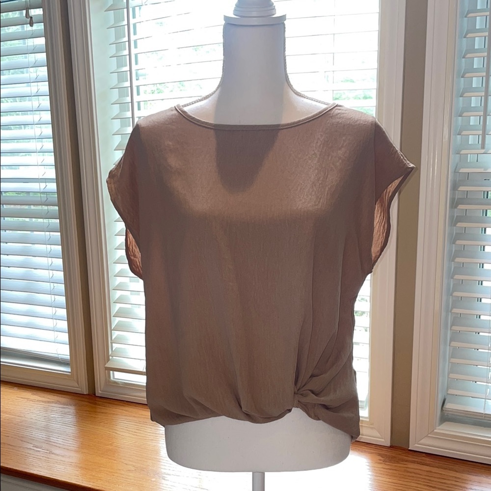 Kaileigh Tan Blouse with Knot Detail from Stitch Fix